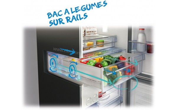 BEKO RCSA365K30FS - Vue du bac &agrave; l&eacute;gumes (cr&eacute;dit : Boulanger)