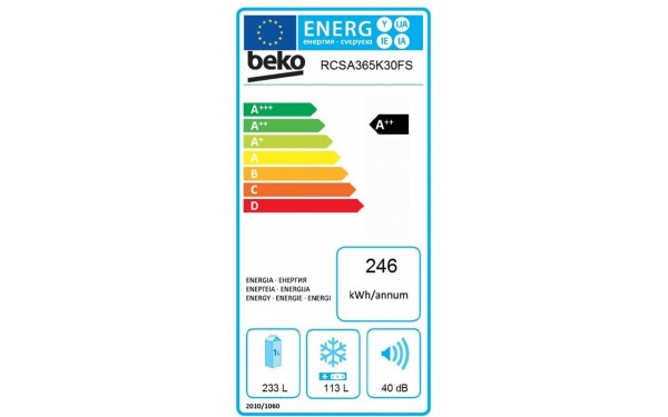BEKO RCSA365K30FS - &Eacute;tiquette &eacute;nergie