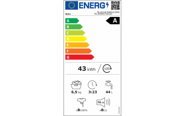 BEKO TB6521BENERGYSPINFR - &Eacute;tiquette &eacute;nergie v2