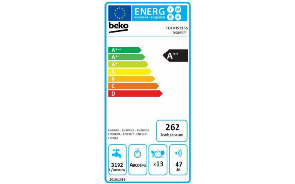 BEKO TDFV15315S - &Eacute;tiquette &eacute;nergie