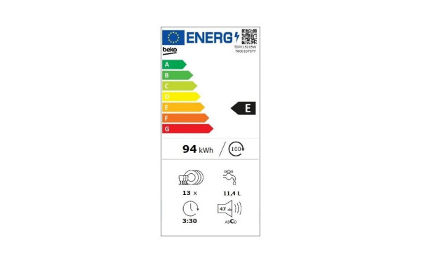 BEKO TDFV15315W - &Eacute;tiquette &eacute;nergie v2