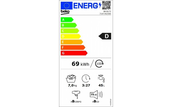 BEKO WCA272 - &Eacute;tiquette &eacute;nergie v2