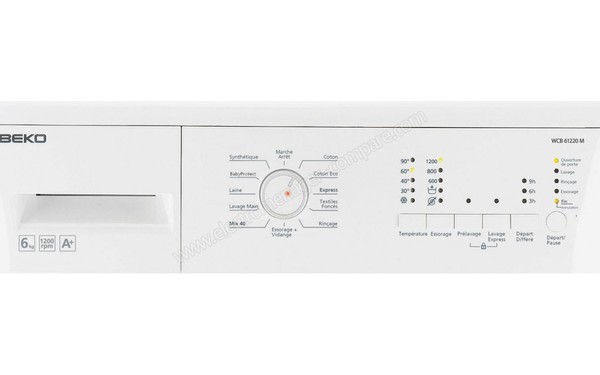 BEKO WCB61220M - Panneau de commandes (cr&eacute;dit : Boulanger)