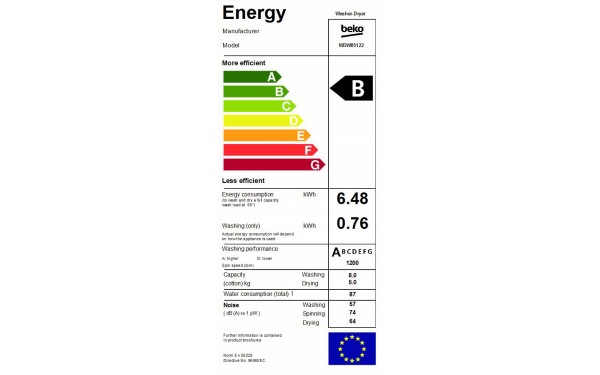 BEKO WDW85122 - &Eacute;tiquette &eacute;nergie