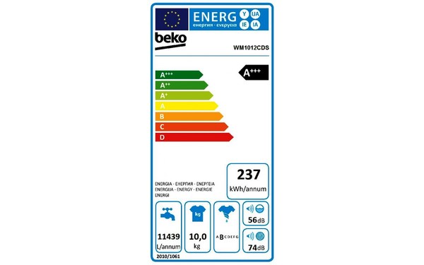 BEKO WM1012CDS - &Eacute;tiquette &eacute;nergie