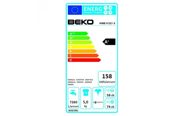 BEKO WMB51221S - &Eacute;tiquette &eacute;nergie