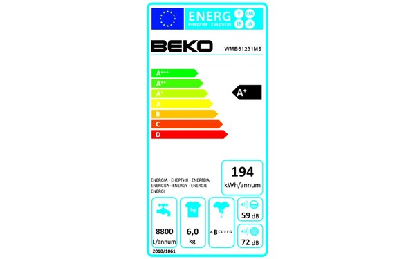 BEKO WMB61231MS - &Eacute;tiquette &eacute;nergie