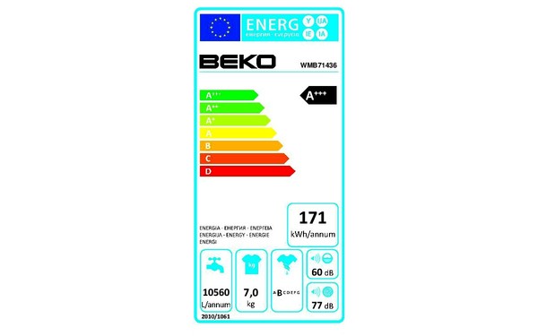 BEKO WMB71436S - &Eacute;tiquette &eacute;nergie