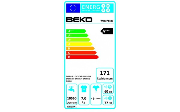 BEKO WMB71436 - &Eacute;tiquette &eacute;nergie