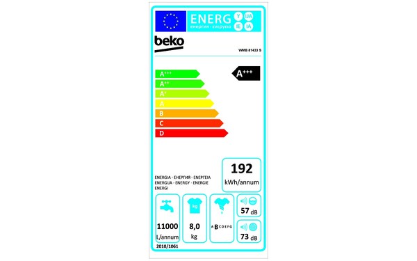 BEKO WMB81433S - &Eacute;tiquette &eacute;nergie