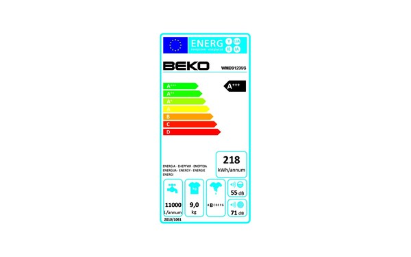 BEKO WMB91235S Argent - &Eacute;tiquette &eacute;nergie