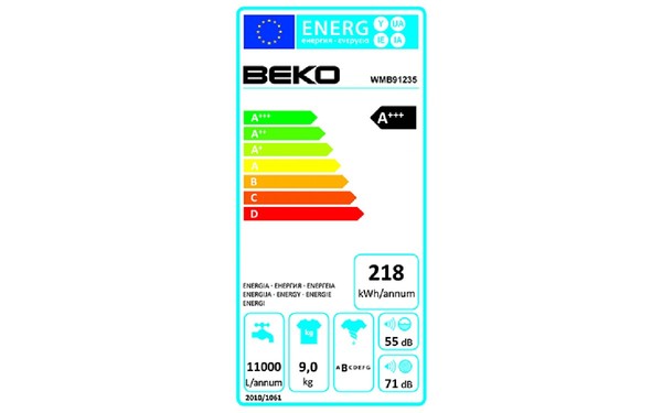 BEKO WMB91235 Blanc - &Eacute;tiquette &eacute;nergie