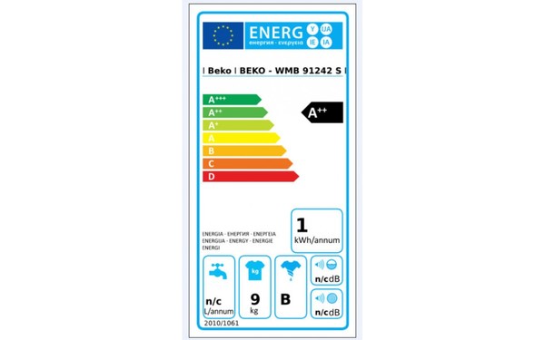 BEKO WMB91242S - &Eacute;tiquette &eacute;nergie