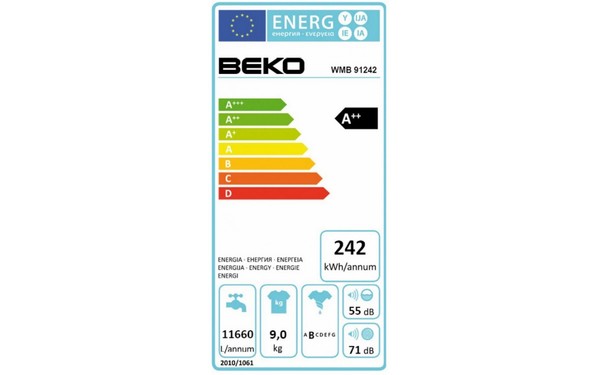 BEKO WMB91242 - &Eacute;tiquette &eacute;nergie