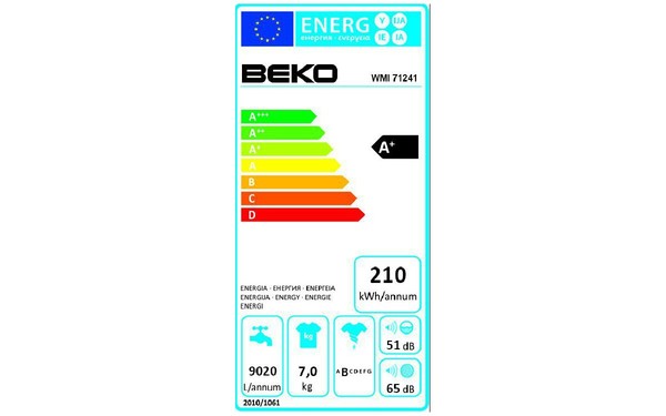 BEKO WMI71241 - &Eacute;tiquette &eacute;nergie