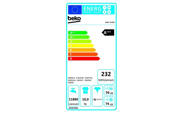 BEKO WMY101283 - &Eacute;tiquette &eacute;nergie