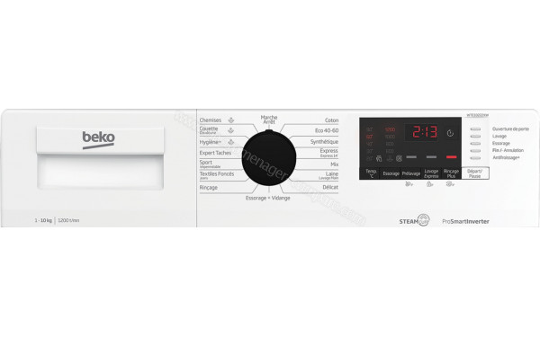BEKO WTE10222XW - Panneau de commandes