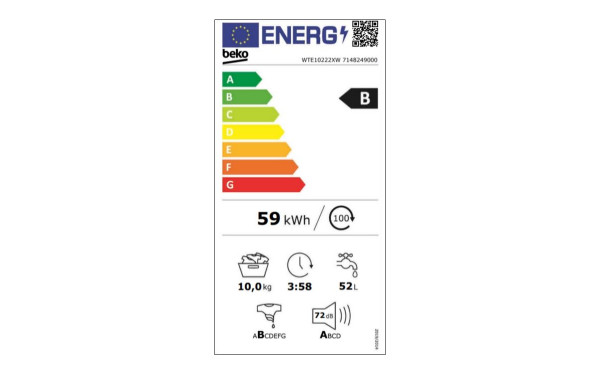 BEKO WTE10222XW - &Eacute;tiquette &eacute;nergie v2