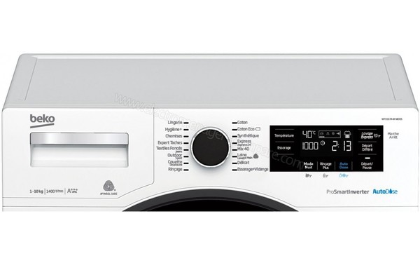 BEKO WTE10744XWDOS - Panneau de commandes (cr&eacute;dit : Boulanger)