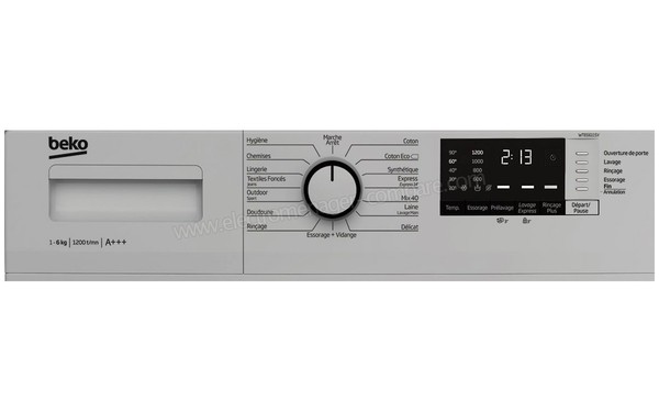 BEKO WTE6611SY - Panneau de commandes (cr&eacute;dit : Boulanger)