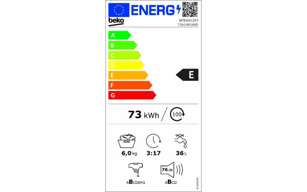 BEKO WTE6612SY - &Eacute;tiquette &eacute;nergie v2