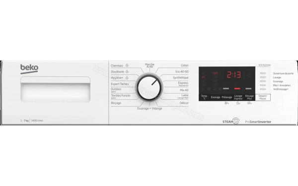 BEKO WTE7412XWW - Panneau de commandes