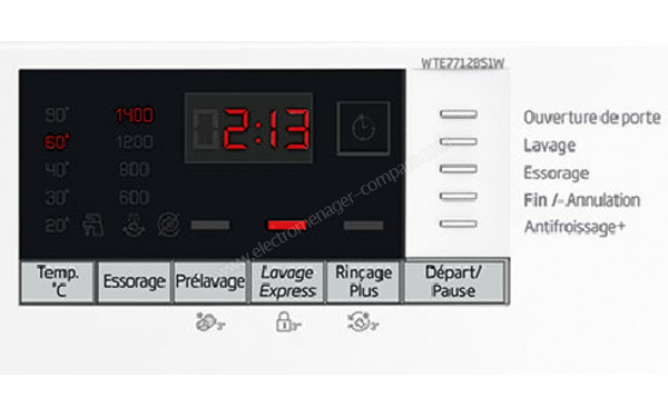 BEKO WTE7712BS1W - Panneau de commandes