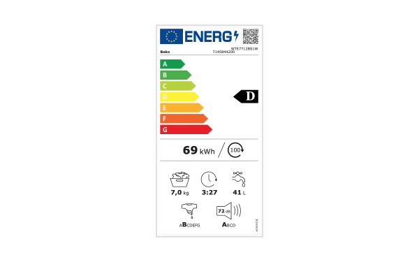 BEKO WTE7712BS1W - &Eacute;tiquette &eacute;nergie v2