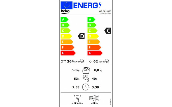 BEKO WTLD81468P - &Eacute;tiquette &eacute;nergie v2
