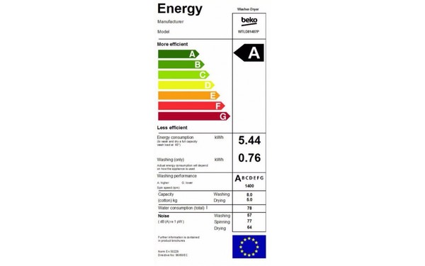 BEKO WTLD81487P - &Eacute;tiquette &eacute;nergie