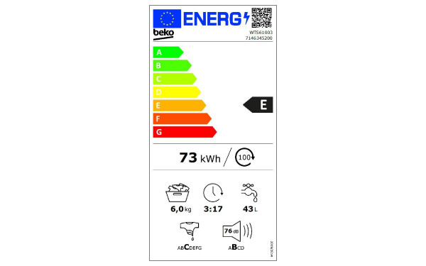 BEKO WTS61003 - &Eacute;tiquette &eacute;nergie v2