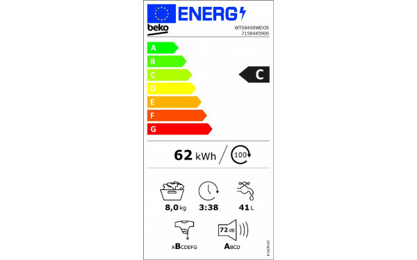 BEKO WTS8400WDOS - &Eacute;tiquette &eacute;nergie v2