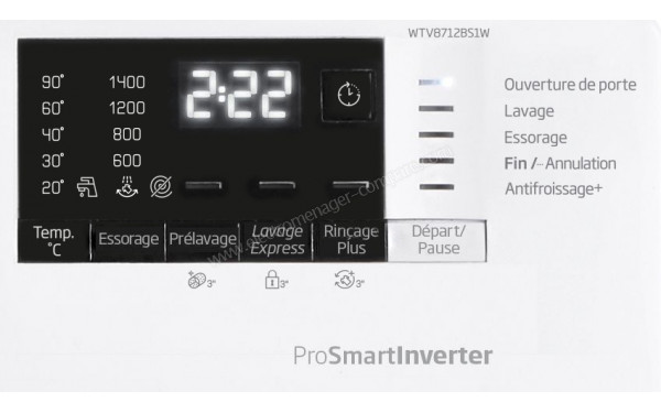 BEKO WTV8712BS1W - Vue des programmes