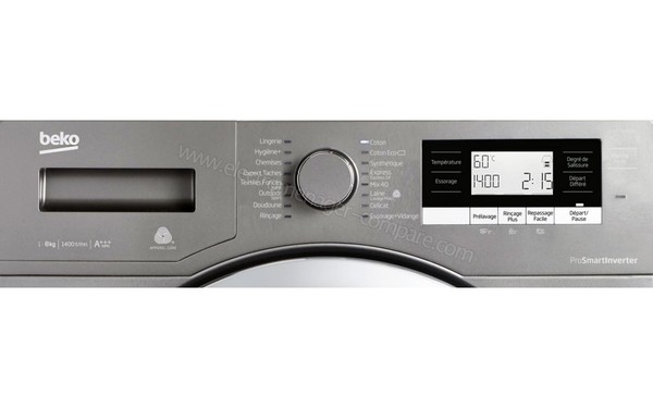 BEKO WTV8734XC0M - Panneau de commandes (cr&eacute;dit : Boulanger)