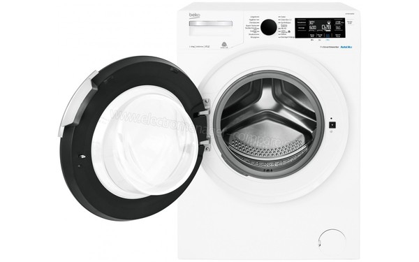 BEKO WTV8744XWDOS - Vue de face hublot ouvert (cr&eacute;dit : Boulanger)
