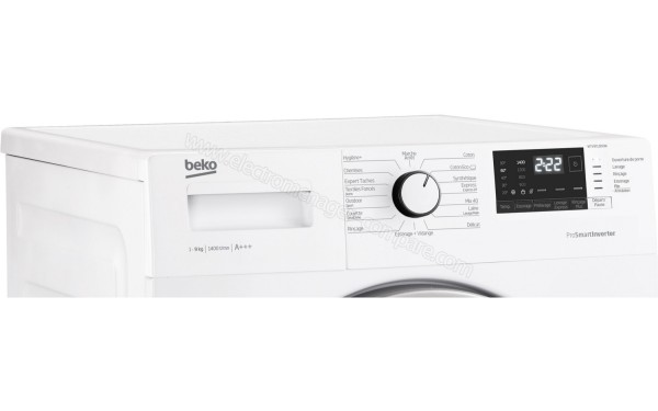 BEKO WTV9712BS0W - Vue 3/4 gauche panneau de commandes
