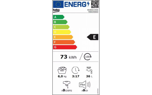 BEKO WUE6612S0S - &Eacute;tiquette &eacute;nergie v2