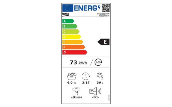 BEKO WUE6612W0W - &Eacute;tiquette &eacute;nergie v2