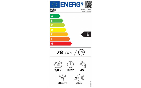 BEKO WUE7212S0A - &Eacute;tiquette &eacute;nergie v2