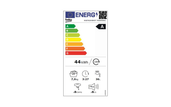 BEKO WUE7626XBWST - &Eacute;tiquette &eacute;nergie v2