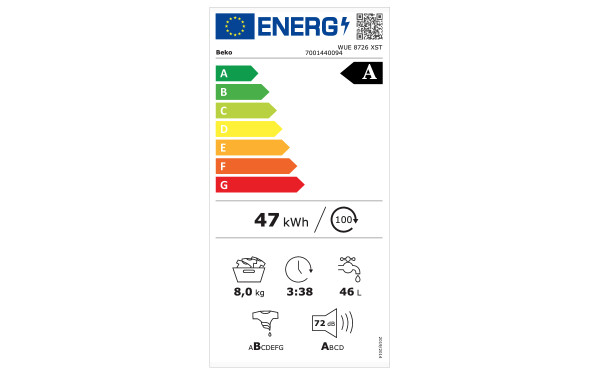 BEKO WUE8726XST - &Eacute;tiquette &eacute;nergie v2