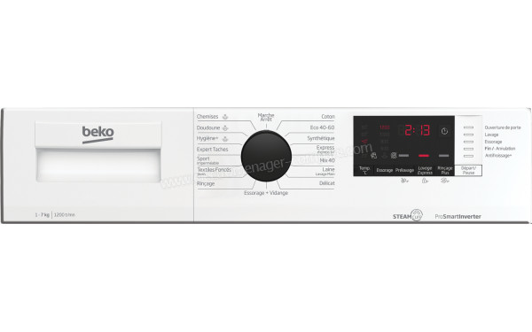 BEKO WUV72221BW - Panneau de commandes