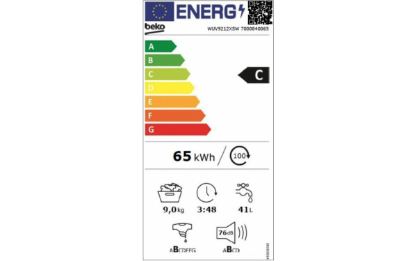 BEKO WUV9212XSW - &Eacute;tiquette &eacute;nergie v2