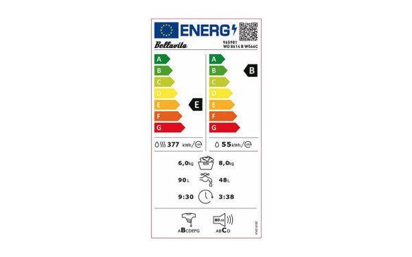 BELLAVITA WD 8614 B W566C - &Eacute;tiquette &eacute;nergie v2