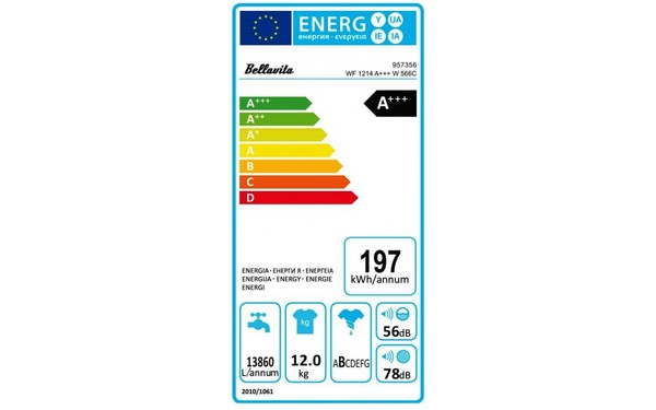 BELLAVITA WF 1214 A+++ W566C - &Eacute;tiquette &eacute;nergie