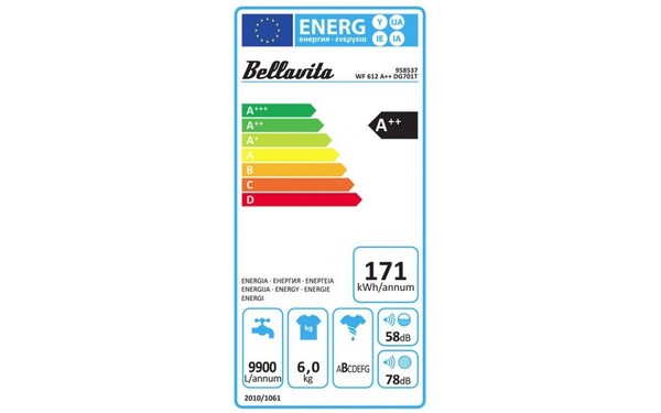 BELLAVITA WF 612 A++ DG701T - &Eacute;tiquette &eacute;nergie
