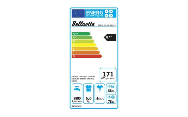 BELLAVITA WF 612 A++ W701T - &Eacute;tiquette &eacute;nergie