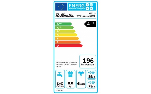 BELLAVITA WF 814 A+++ S566C - &Eacute;tiquette &eacute;nergie