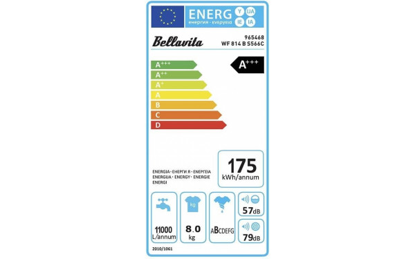 BELLAVITA WF 814 B S566C - &Eacute;tiquette &eacute;nergie