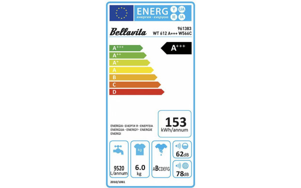 BELLAVITA WT 612 A+++ W566C - &Eacute;tiquette &eacute;nergie
